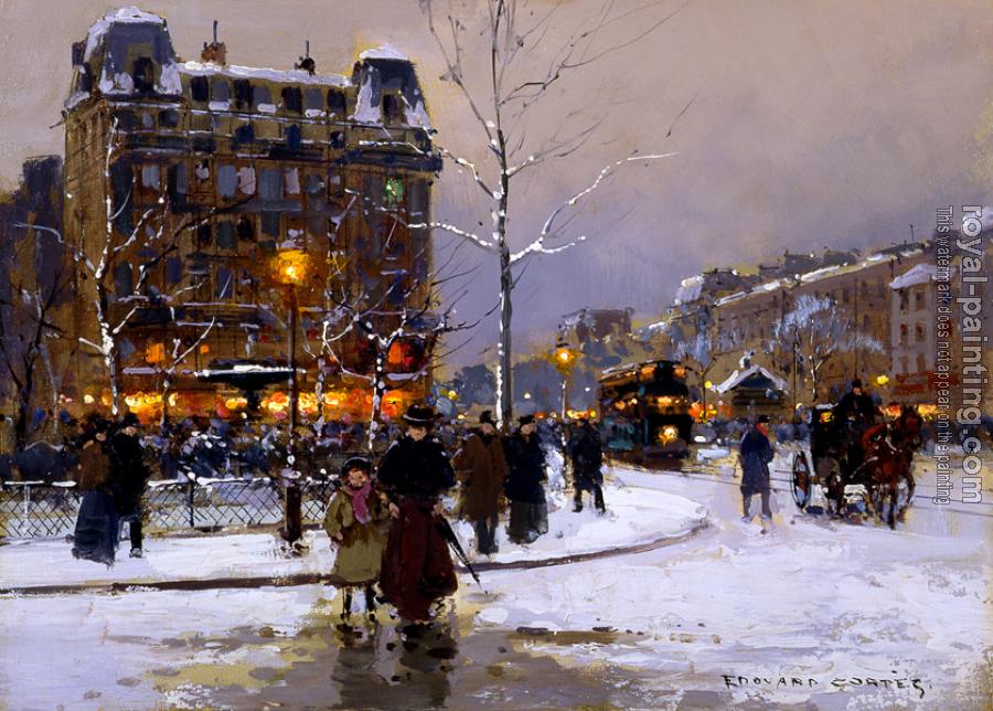 Edouard Cortes : Place Pigalle in Winter